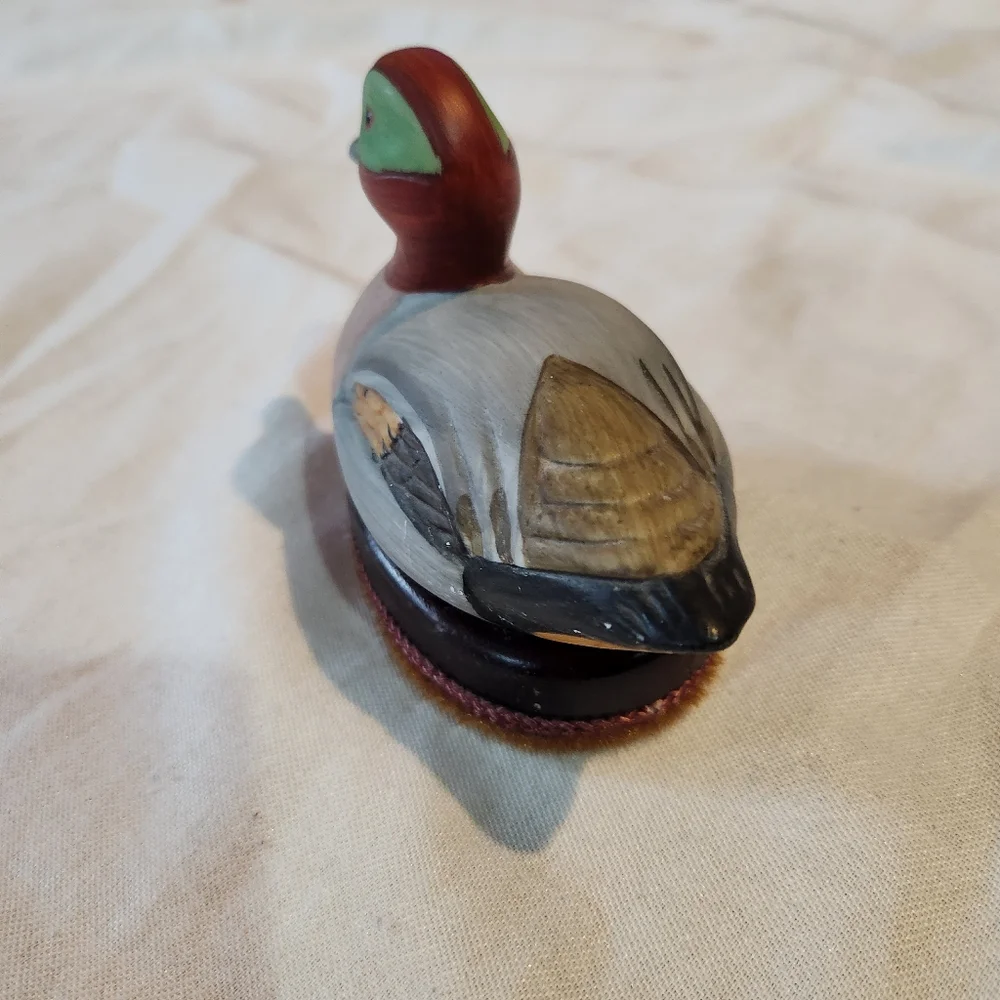 Hand Painted Duck Wooden Scrubber Brush Vintage Style